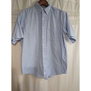Men’s Classic Fit Button Down Short Sleeve Shirt Size XL 17" Blue Summer Shirt